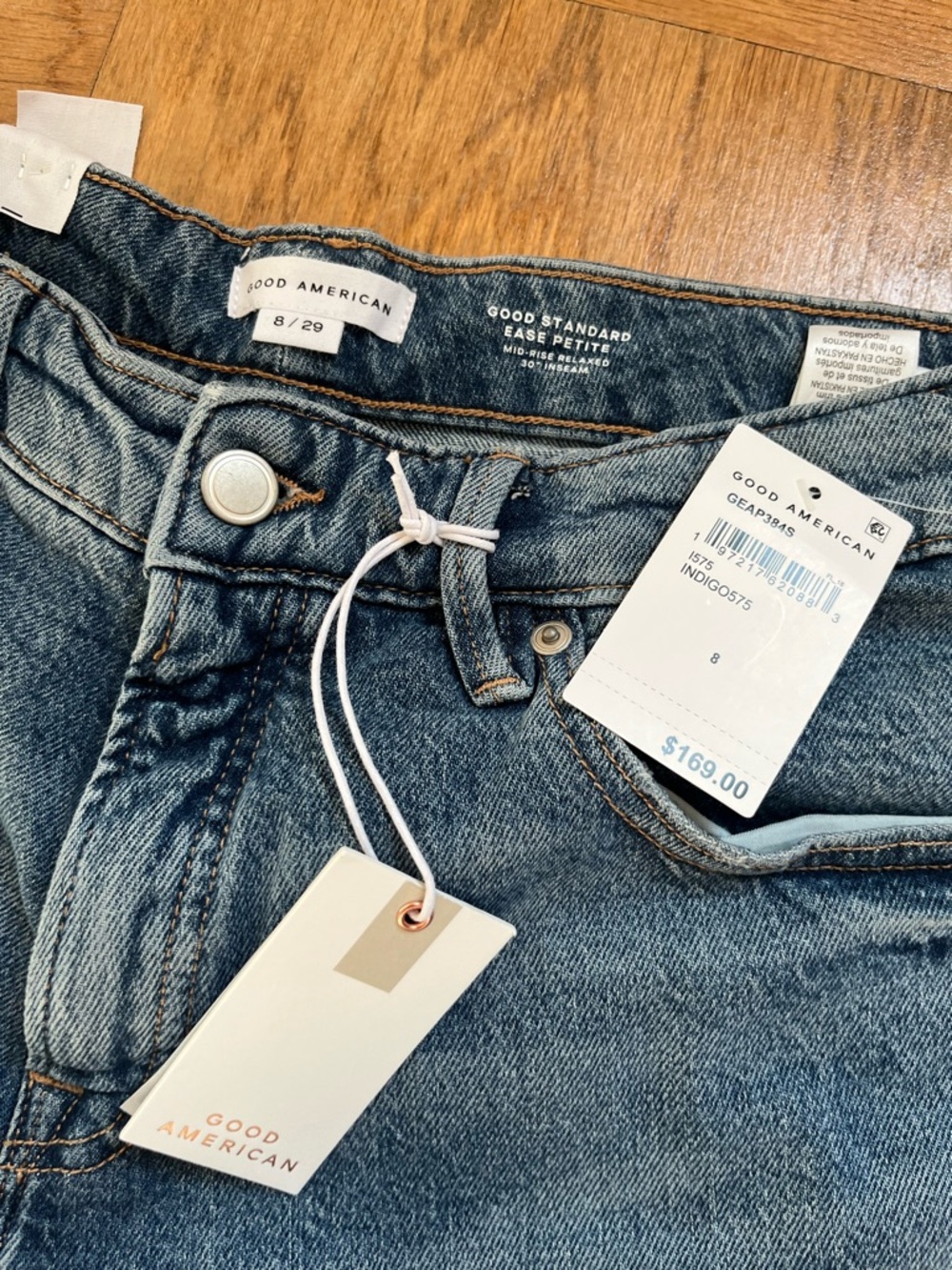 Good American Mid-Rise Petite Indigo Blue Jeans - Picture 2 of 4